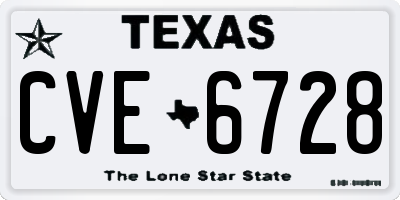 TX license plate CVE6728