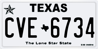 TX license plate CVE6734