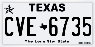 TX license plate CVE6735