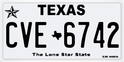 TX license plate CVE6742
