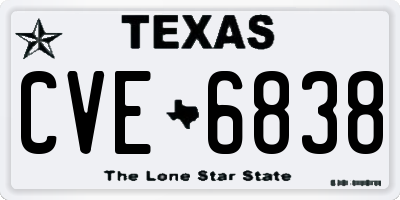 TX license plate CVE6838