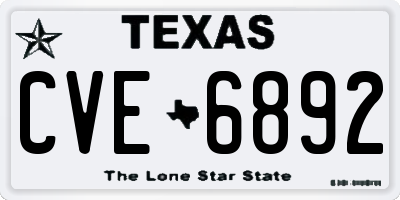 TX license plate CVE6892
