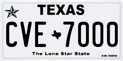 TX license plate CVE7000