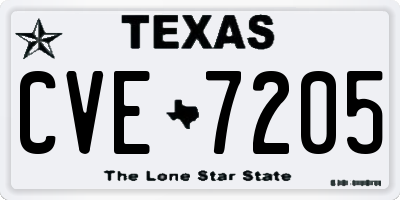 TX license plate CVE7205