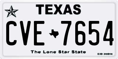 TX license plate CVE7654