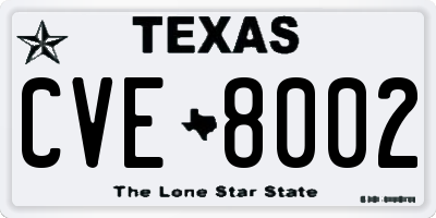 TX license plate CVE8002