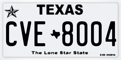 TX license plate CVE8004