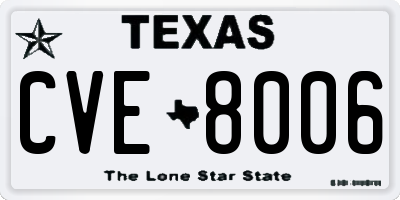 TX license plate CVE8006