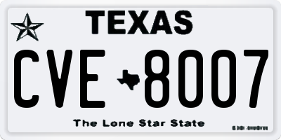 TX license plate CVE8007