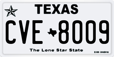 TX license plate CVE8009