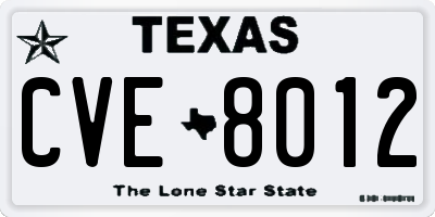 TX license plate CVE8012