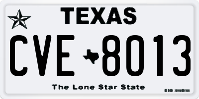 TX license plate CVE8013