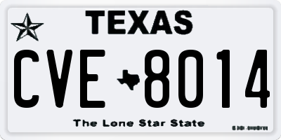 TX license plate CVE8014