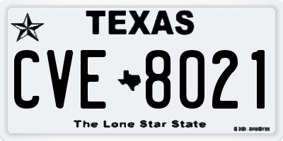 TX license plate CVE8021
