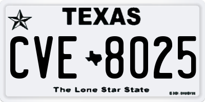 TX license plate CVE8025