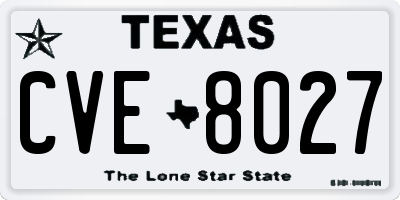 TX license plate CVE8027