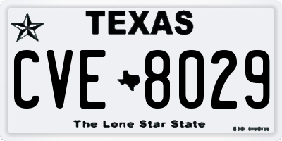 TX license plate CVE8029