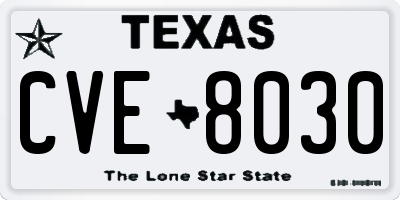 TX license plate CVE8030