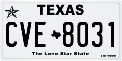 TX license plate CVE8031
