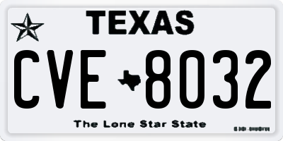 TX license plate CVE8032