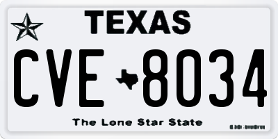 TX license plate CVE8034
