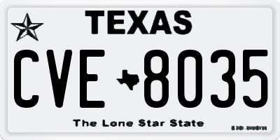 TX license plate CVE8035