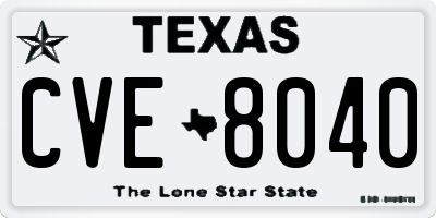 TX license plate CVE8040