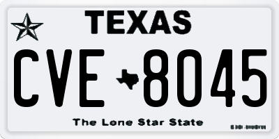 TX license plate CVE8045
