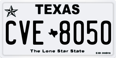 TX license plate CVE8050