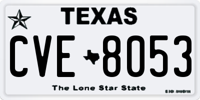 TX license plate CVE8053