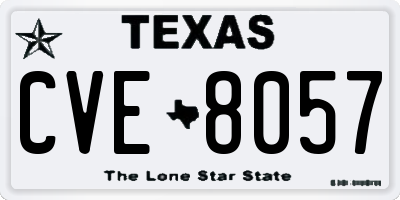 TX license plate CVE8057