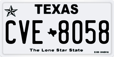 TX license plate CVE8058
