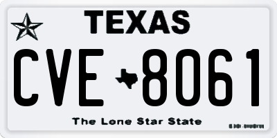 TX license plate CVE8061