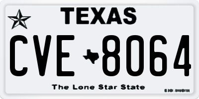 TX license plate CVE8064