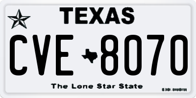 TX license plate CVE8070