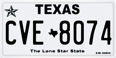 TX license plate CVE8074