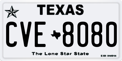 TX license plate CVE8080