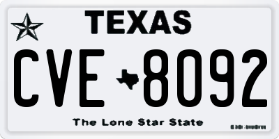 TX license plate CVE8092