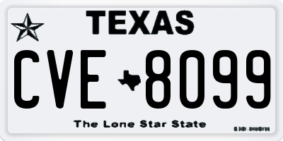 TX license plate CVE8099