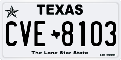 TX license plate CVE8103