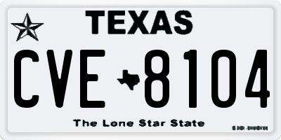 TX license plate CVE8104