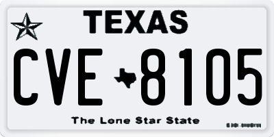 TX license plate CVE8105