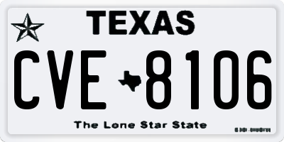 TX license plate CVE8106