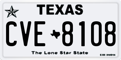 TX license plate CVE8108