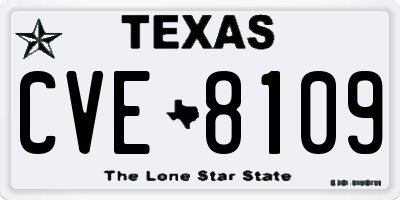TX license plate CVE8109