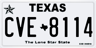 TX license plate CVE8114