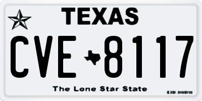 TX license plate CVE8117