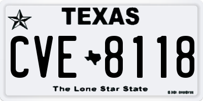 TX license plate CVE8118