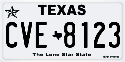 TX license plate CVE8123