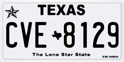 TX license plate CVE8129